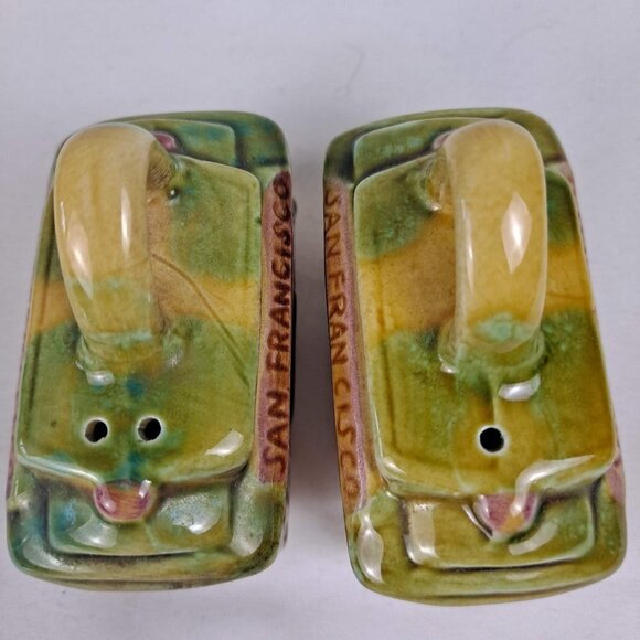 San Francisco Trolley Cars Salt & Pepper Shaker Set Ceramic Vintage - Picture 6 of 12